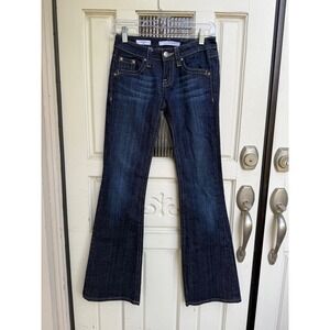 Vigoss Studios The Ritz Flare Blue Denim Boho Embroidered Flare Jeans Size 00/24